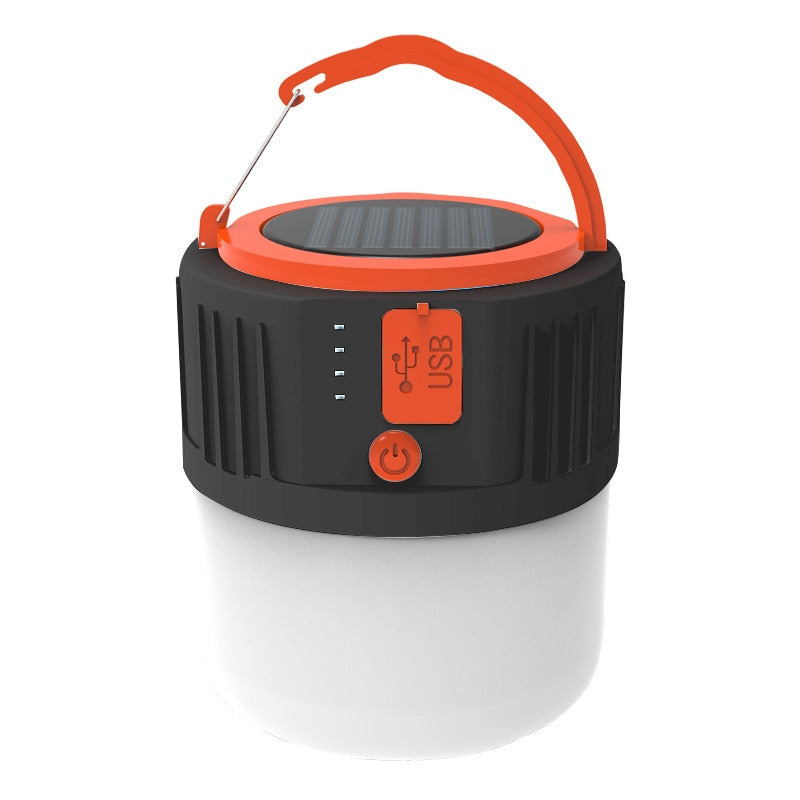 Portable Solar Camping Lantern: USB Rechargeable Tent Lamp, 2400mAh Power Bank for BBQ, Hiking, Emergency