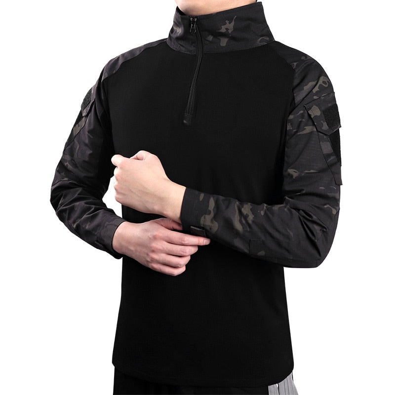 Men's Tactical Camouflage Long Sleeve Army T-Shirt - Breathable Outdoor Sports, Climbing, Fishing Clothing