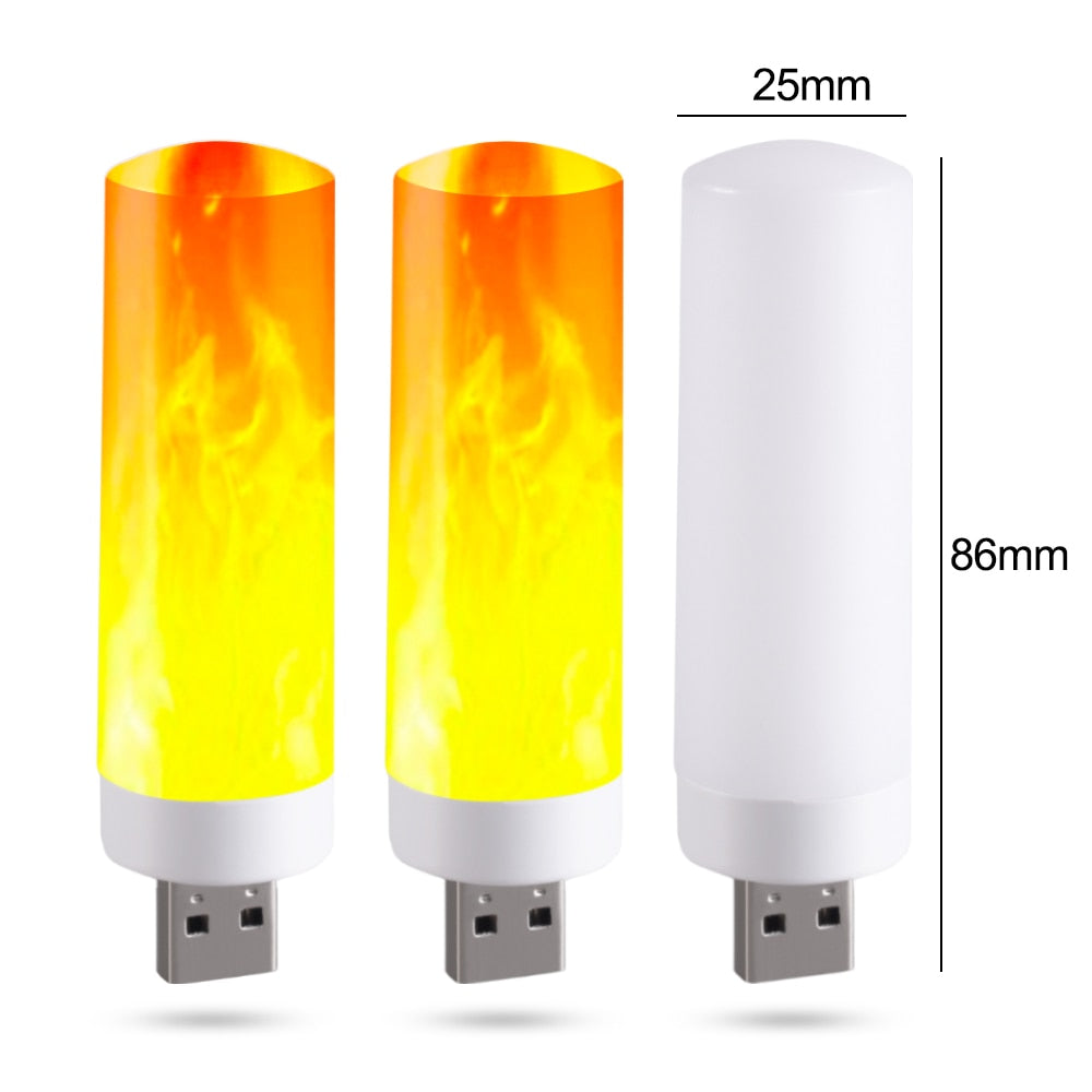 USB LED Flame Flashing Candle Light - Atmosphere Lamp for Power Bank, Camping, and Cigarette Lighter Effect