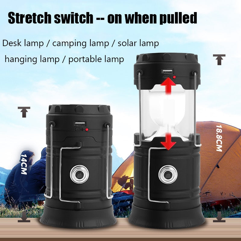 Solar Outdoor Camping Lamp - Multifunctional, Portable, Strong Light, Emergency Lantern, 18650 Battery, Tent Use