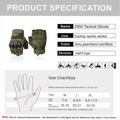 Tactical Half Fingerless Gloves for Outdoor Fitness, Camping, Climbing, Cycling, Hunting, Hiking, Shooting - Men's Military Gloves