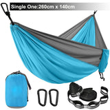 Double Person Solid Color Parachute Hammock with Straps & Carabiner for Camping, Survival, Travel, Outdoor Furniture