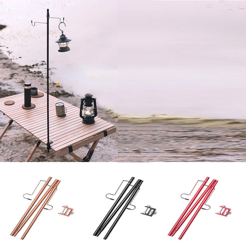 Portable Aluminum Alloy Foldable Lamp Post for Outdoor Camping, Hiking, Fishing - Lantern Stand Holder