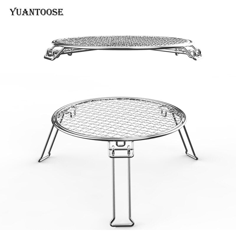 Portable Stainless Steel BBQ Grill - Folding Barbecue Plate for Camping & Outdoor Cooking Accessories