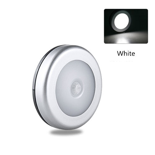 PIR Motion Sensor LED Night Light for Home, Bedroom, Closet, Kitchen, Wardrobe - Auto Smart Round Cabinet Lamp