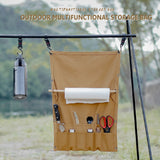 Portable Multi-Pocket Canvas Camping Tableware Storage Bag & Towel Rack for Outdoor Hiking Cutlery