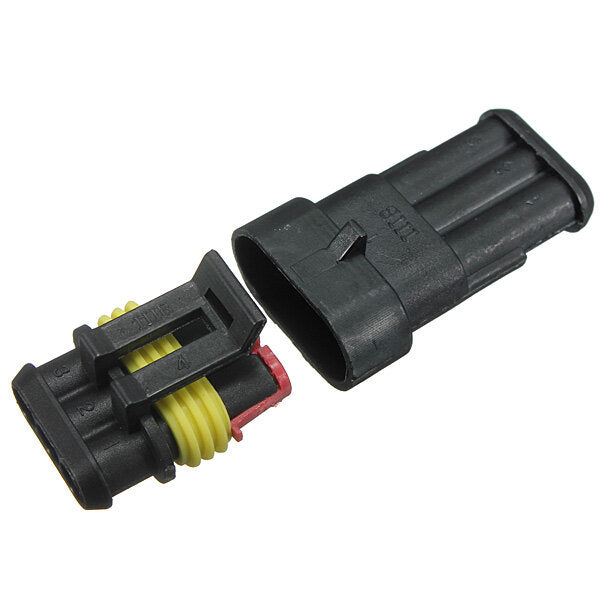 Waterproof 3-Pin Car Electrical Wire Connector Plug - Sealed and Durable