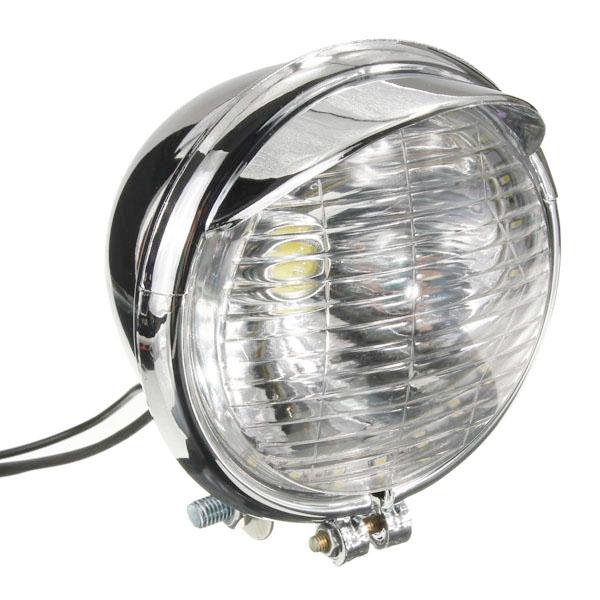 12V Universal Motorcycle Headlight with 25 LEDs and Chrome Case