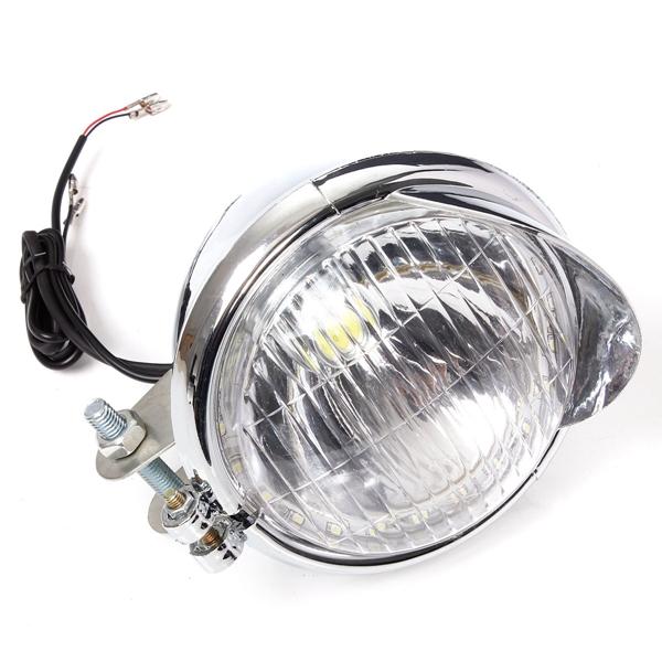 12V Universal Motorcycle Headlight with 25 LEDs and Chrome Case