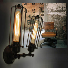 2-Head Loft Iron Cage Wall Light - Edison Country Style Lamp