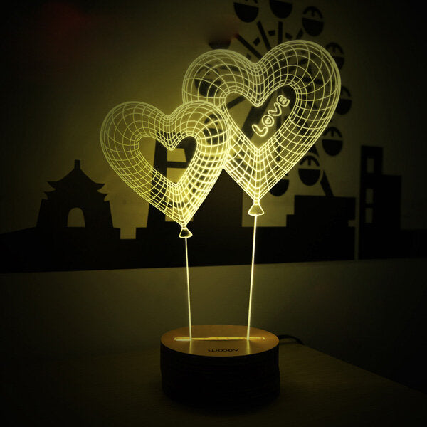 3D LED Night Light - Small Table Lamp for Holiday & Valentine's Day Decor