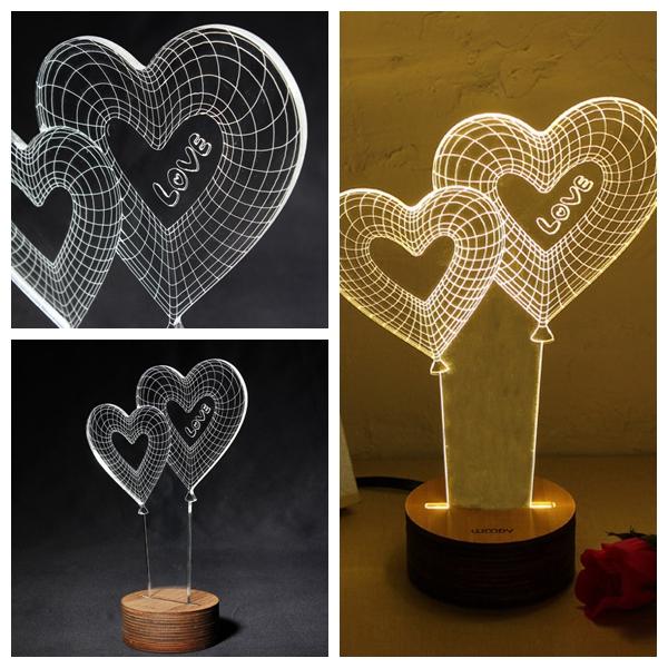 3D LED Night Light - Small Table Lamp for Holiday & Valentine's Day Decor