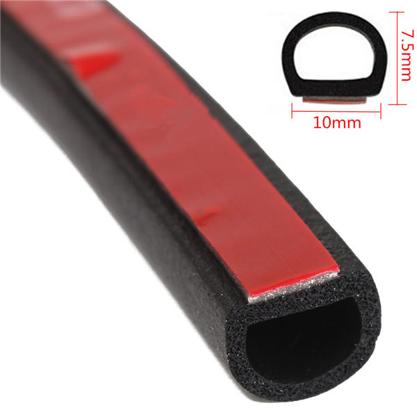 5M Small D Shape Rubber Seal Weather Strip for Car/Truck/Motor Door, 10x7.5mm