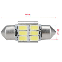 31MM 6SMD Canbus Error-Free White LED Interior Dome Light Bulb for Cars