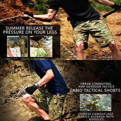 Tactical Cargo Shorts for Men - Military Camouflage, Multi-Pocket, Ideal for Summer Hiking, Paintball, Airsoft, Camping