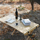 Portable Folding Wood Table with Carry Bag - Large Wooden Desk for Camping, Beach, Picnic, Outdoor, Garden, Backyard Furniture