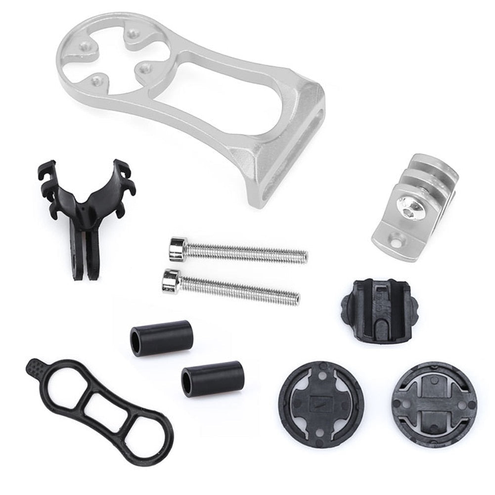 Bike Out Front Mount Holder Set for Garmin - Bicycle Computer, Camera, Light Support for MTB and Road Bikes