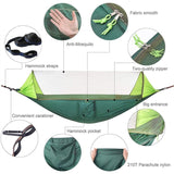 Camping Hammock with Mosquito Net, 118x118in Rain Fly Tarp, 10-Ring Tree Straps for Backpacking, Survival, Travel