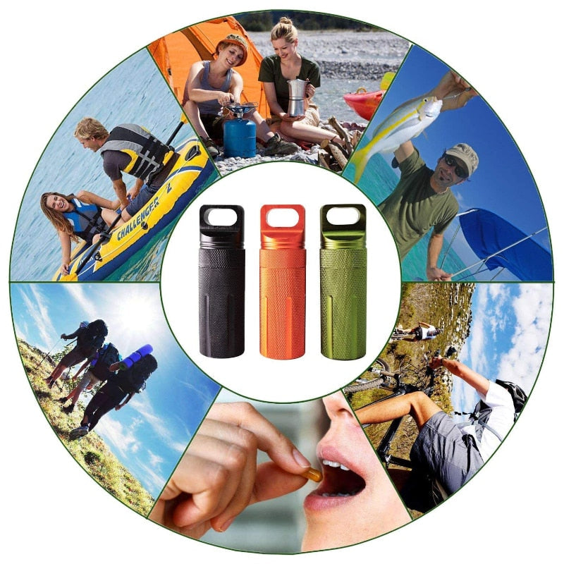 Waterproof Capsule EDC Hike Box - Outdoor Dry Bottle Seal Trunk Container for Medicine, Matches, and Survival Gear