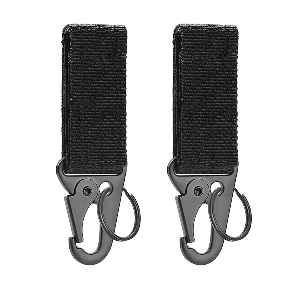 Tactical Molle Nylon Webbing Belt Triangle Buckle Carabiner Keychain for Outdoor Climbing Camping Tool Accessory