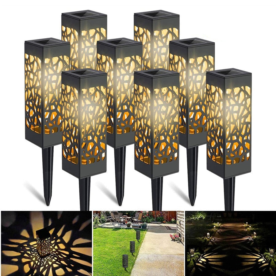 Solar Lawn Light Decoration - Waterproof LED Hollow Pathway Lamp for Outdoor Garden and Lawn