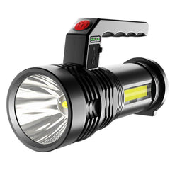 Multi-Mode USB LED+COB Outdoor Flashlight with Side Light for Camping, Hiking, and Fishing