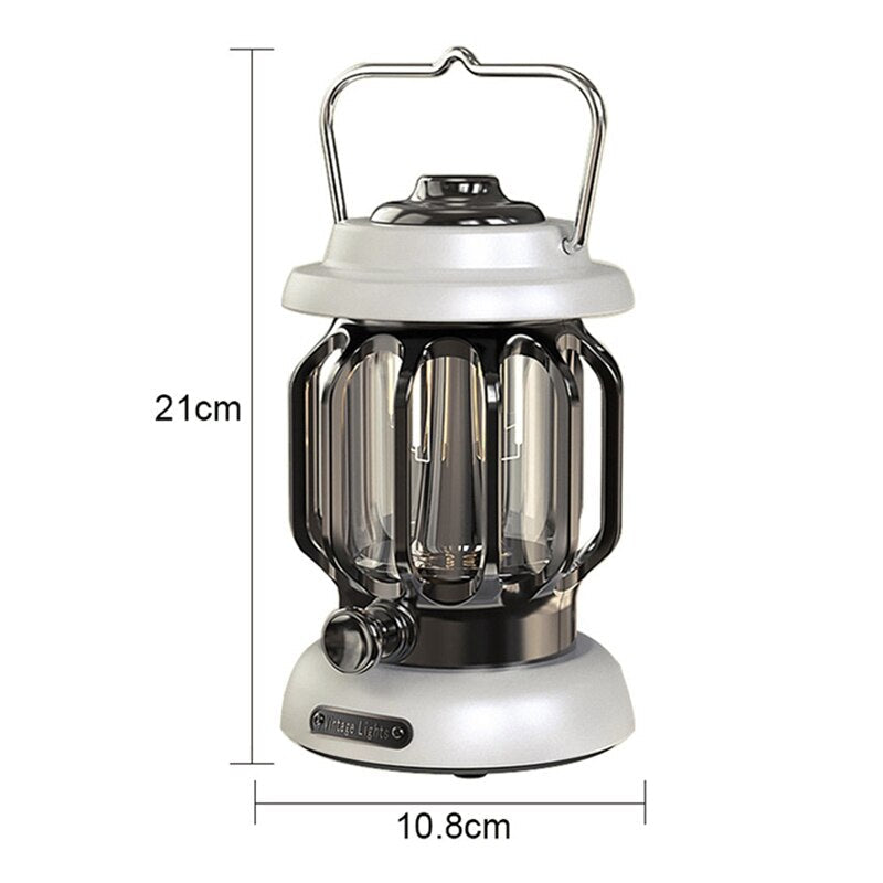 Portable LED Retro Camping Lamp - USB Rechargeable, Ideal for Tents and Night Atmosphere