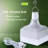 USB Rechargeable 30W LED Light Bulb with Hanging Hook - Portable Square Lamp for BBQ, Camping, and Outdoor Use