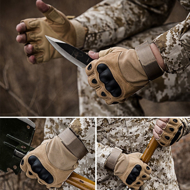 Military Fingerless Hard Knuckle Tactical Gloves for Hiking, Cycling, Climbing, Camping, and Outdoor Sports