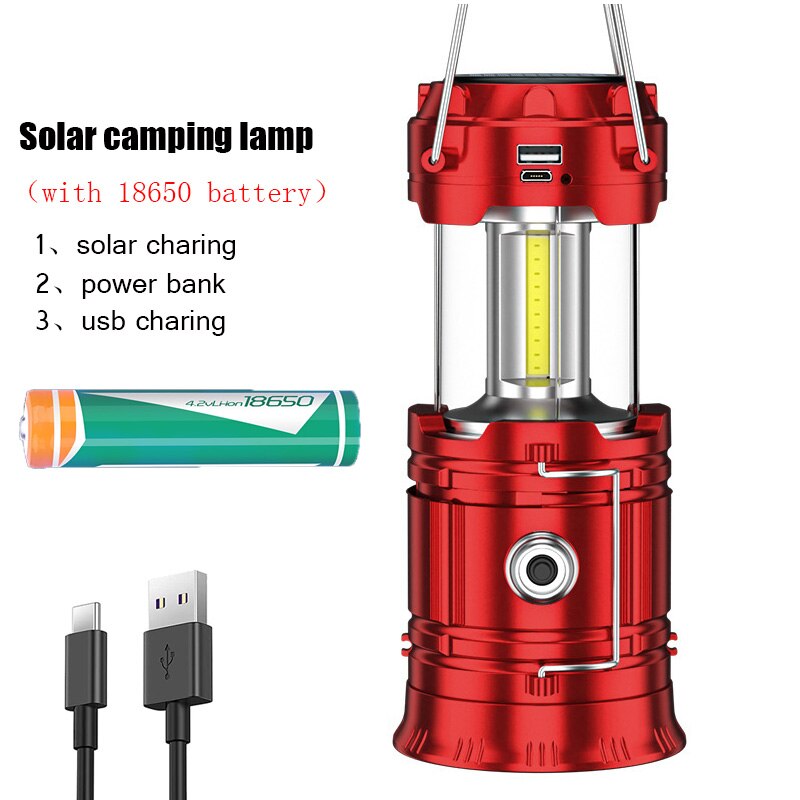 Solar Outdoor Camping Lamp - Multifunctional, Portable, Strong Light, Emergency Lantern, 18650 Battery, Tent Use