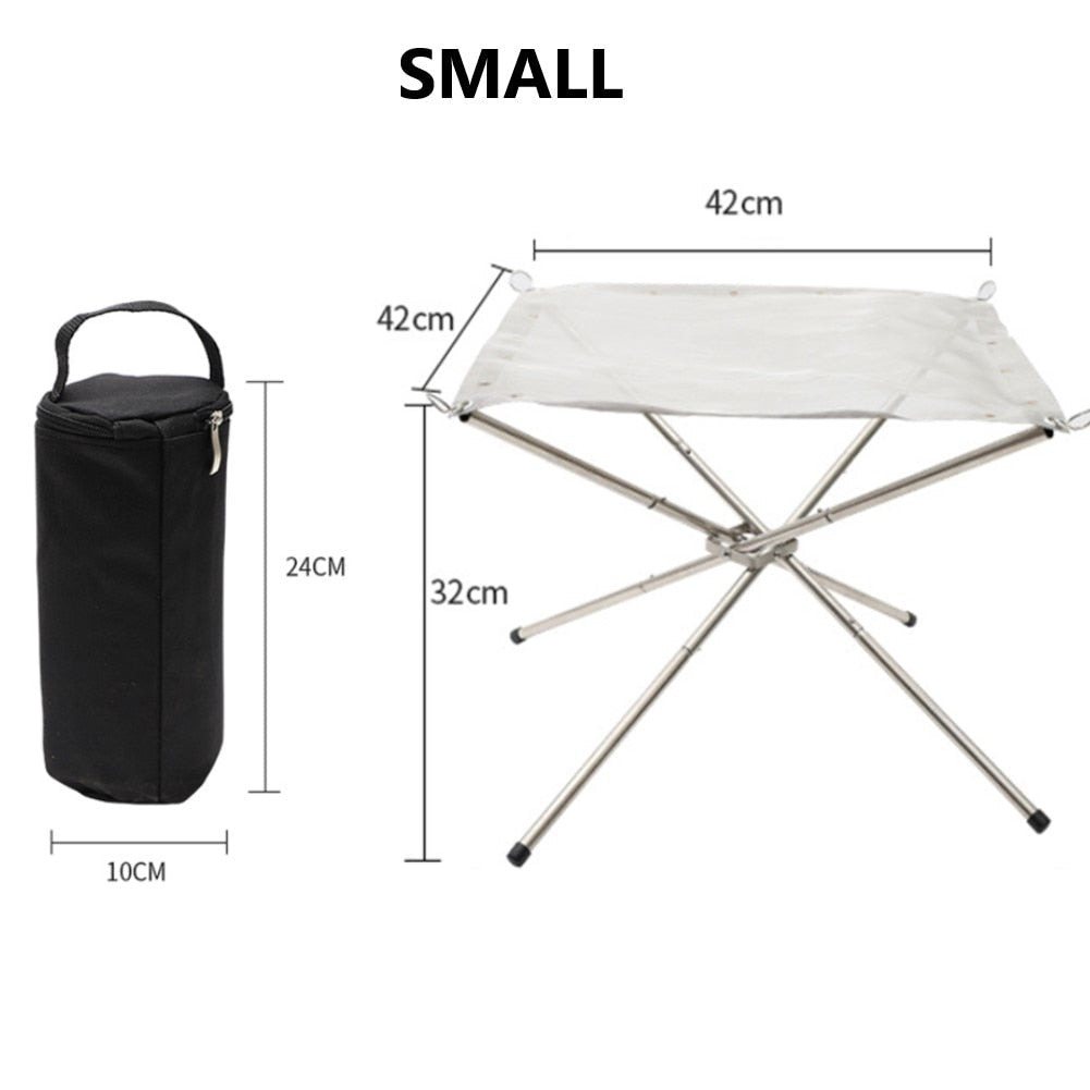 Foldable Stainless Steel Mesh Fire Pit - Outdoor Camping, Backyard Heating, BBQ Tools, Campfire Rack