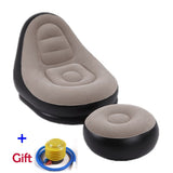 Inflatable Flocking Sofa Recliner - Folding Lounger, Pedal Lazy Sofa for Living Room, Outdoor Camp, Picnic Chair