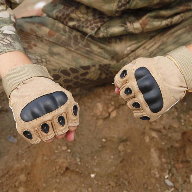 Military Fingerless Hard Knuckle Tactical Gloves for Hiking, Cycling, Climbing, Camping, and Outdoor Sports