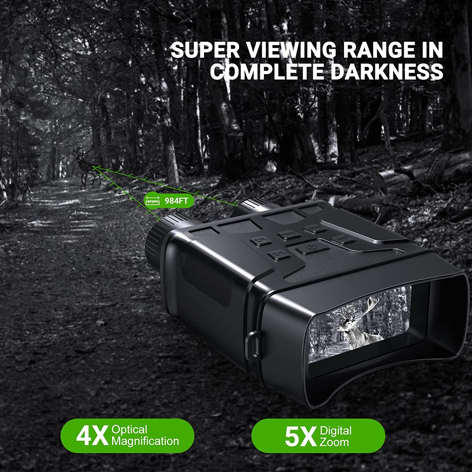 1080p FHD Night Vision Goggles for Complete Darkness - Ideal for Hunting, Camping, Travel, and Surveillance