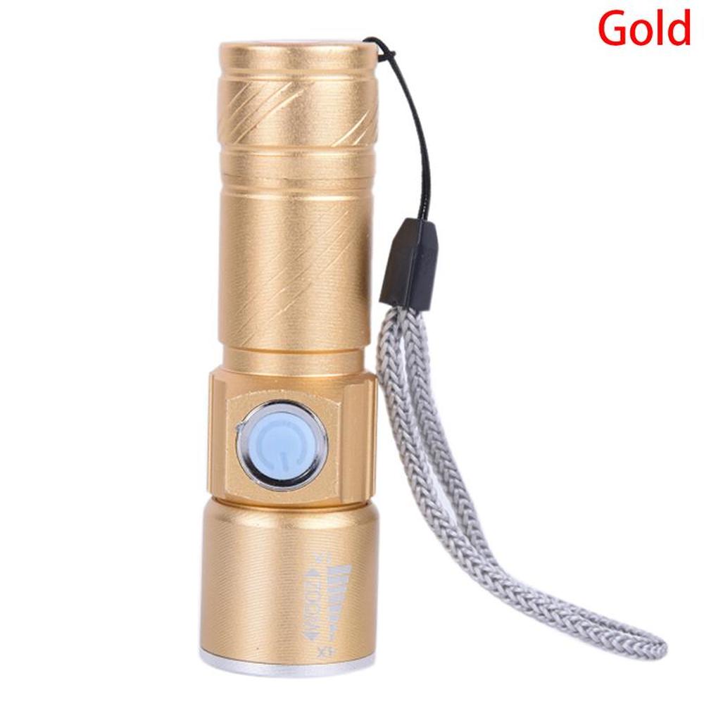 Rechargeable USB Flashlight Q5 - 3 Modes, Mini Zoom, Waterproof, Built-in Battery, Tactical Camping & Bike Torch