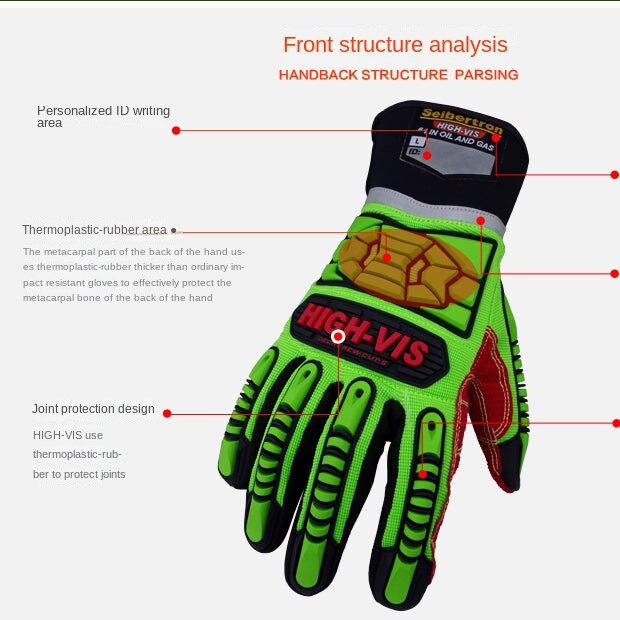 High-Vis Waterproof Oil-Resistant Anti-Cut Men's Gloves for Outdoor Camping and Cycling