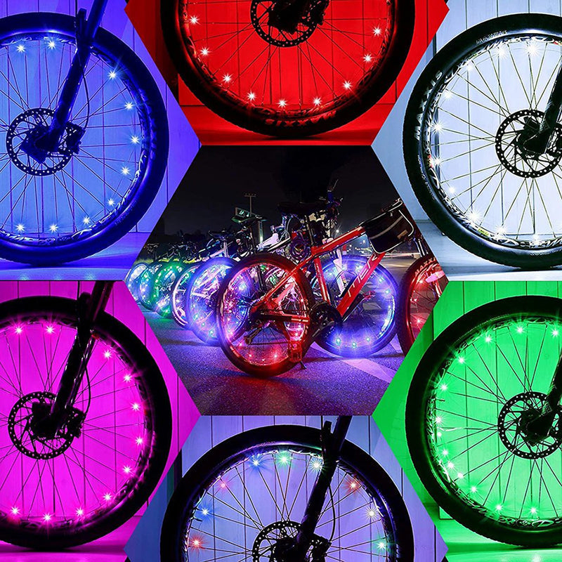 Mountain Bike Wheel String Lights - 2M 20 LED Festoon Spoke Lamp for Cycling, Camping, Night Riding Accessories