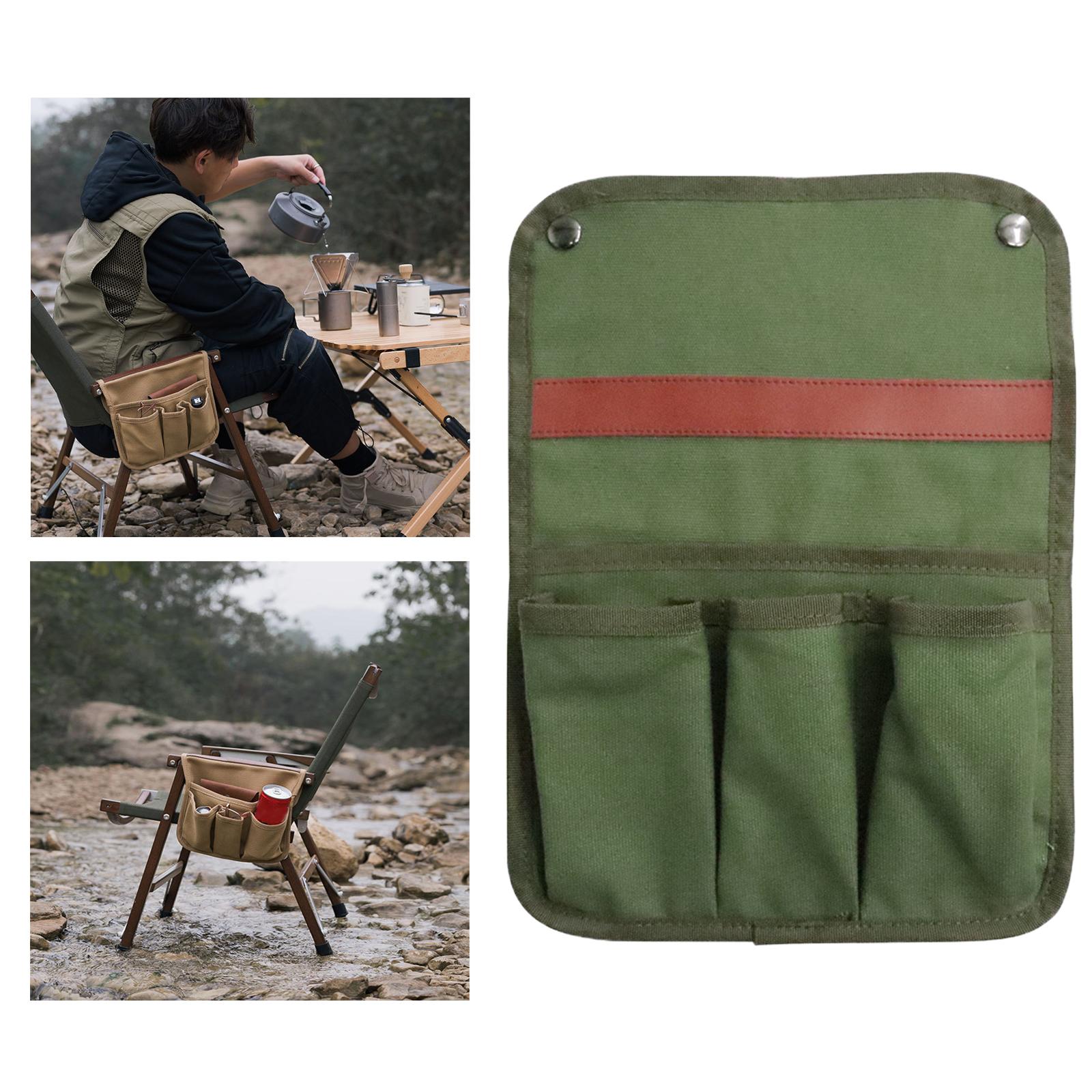 Outdoor Camping Arm Chair with Armrest Organizer and Food Holder Tray - 4 Pockets