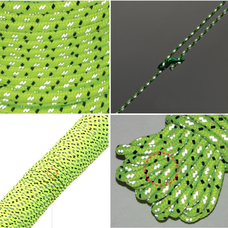 Reflective Nylon Tent Rope - Paracord Line for Camping, Hiking, Rescue, and Umbrella Accessories