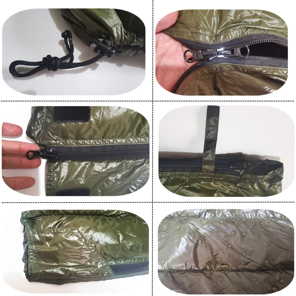 Ultraleichter 3-Jahreszeiten-Campingschlafsack aus Gänsedaunen für Erwachsene, 200 x 73 cm, Umschlagtyp, 90 % Daunen, tragbar und warm