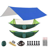 2-Person Outdoor Hammock with Mosquito Net & Rain Fly Tarp for Travel, Camping, Hiking, Garden - Portable Sleep Swing