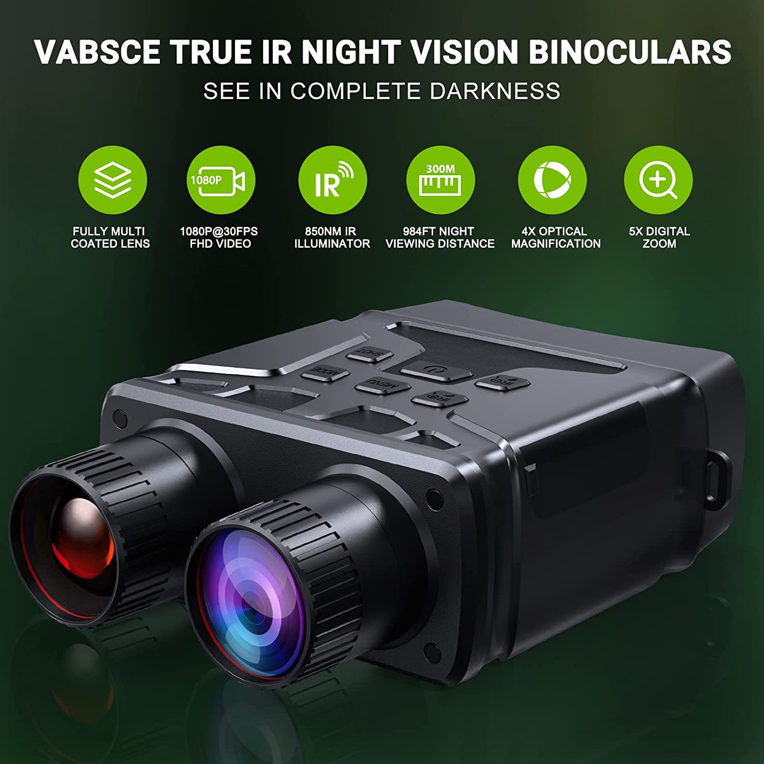 1080p FHD Night Vision Goggles for Complete Darkness - Ideal for Hunting, Camping, Travel, and Surveillance