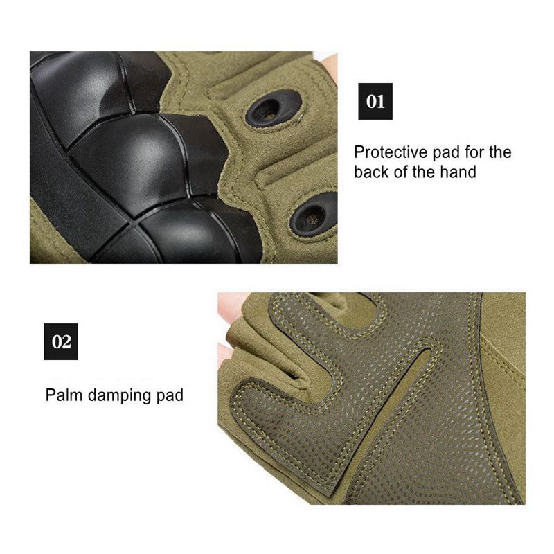 Tactical Half Fingerless Gloves for Outdoor Fitness, Camping, Climbing, Cycling, Hunting, Hiking, Shooting - Men's Military Gloves