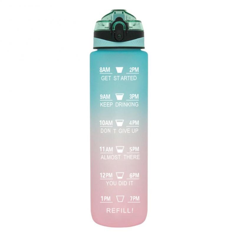 1000ML Leakproof BPA-Free Sports Water Bottle with Time Marker - Portable for Climbing, Camping, and Outdoor Activities