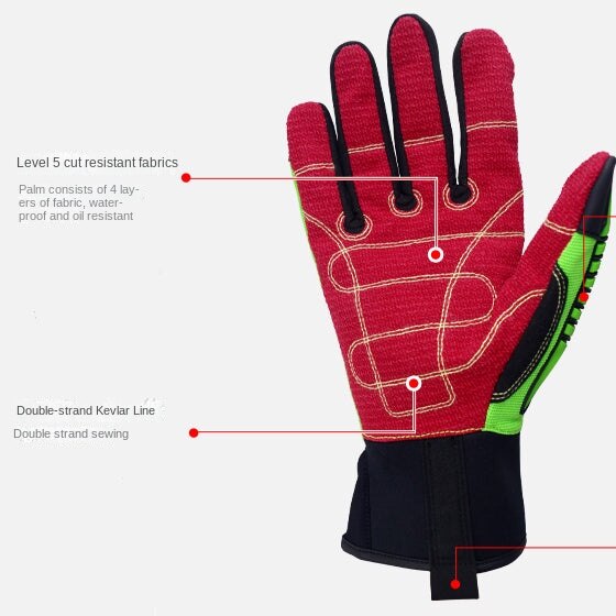 High-Vis Waterproof Oil-Resistant Anti-Cut Men's Gloves for Outdoor Camping and Cycling