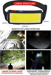Portable LED Headlight with 1200mAh Battery, USB Rechargeable, Trend Cob Headlights for Outdoor and Household Use