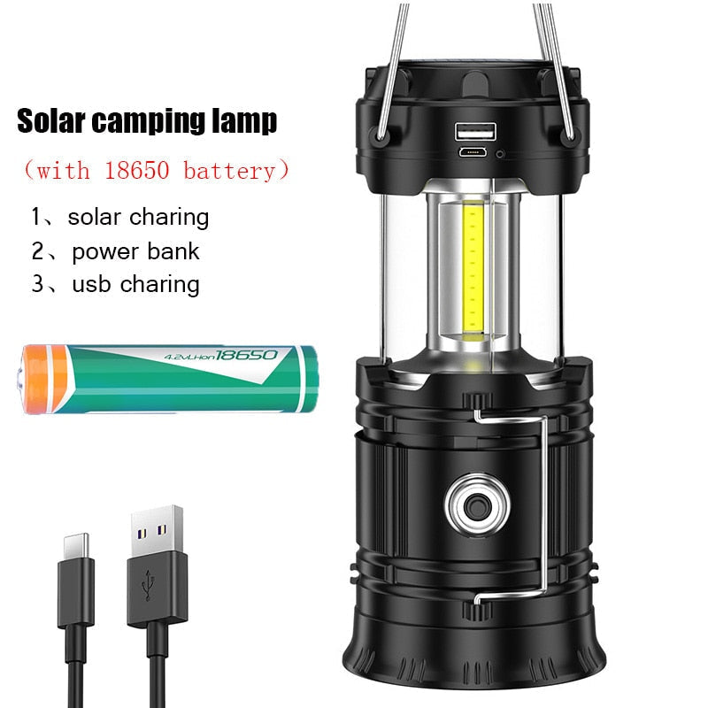 Solar Outdoor Camping Lamp - Multifunctional, Portable, Strong Light, Emergency Lantern, 18650 Battery, Tent Use