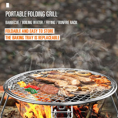 Portable Stainless Steel BBQ Grill - Folding Barbecue Plate for Camping & Outdoor Cooking Accessories