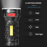 Ultra Bright Rechargeable LED Flashlight with COB Side Light, 4 Modes, for Outdoor Adventure - 3 in 1 Torch