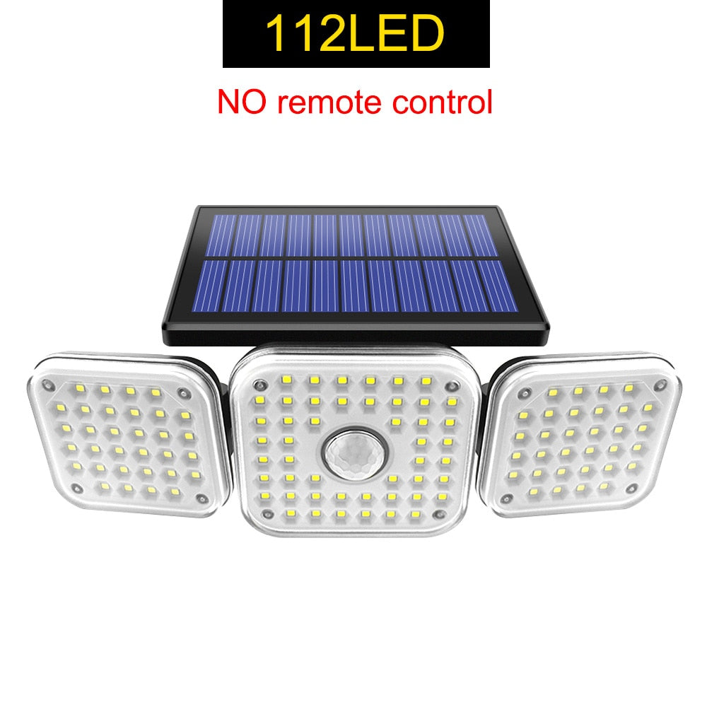 Solar Lights Outdoor 182/112 LED Wall Lamp, Adjustable Heads, IP65 Waterproof, 3 Modes Security Flood Light